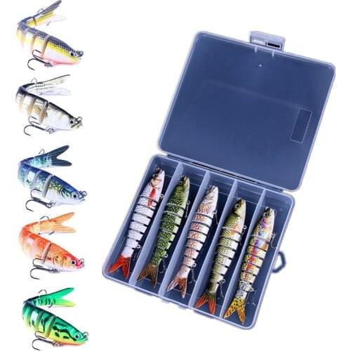 3/5 Pcs 8 Multi Jointed Fishing Lure With Box Long Shot Sea Bass Bionic Fish Hard Artificial Bait Swimbait Wobblers Crankbaits