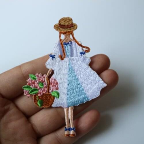Fashion ironing girl embroidery patches for clothing iron on embroidered parches appliques for clothes parches para la ropa