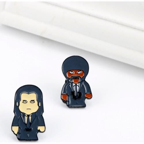 Movie Pulp Fiction Theme Enamel Pin Brooch Cartoon Figure Brooches for Teenager