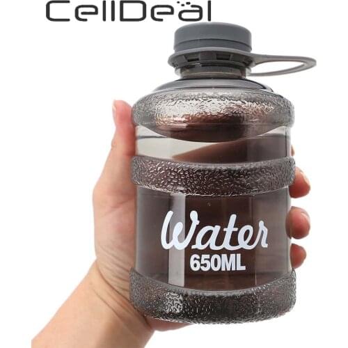 650ml Water Bottle Portable Colorful Bucket Outdoor Sport Running Gym Plastic Shaker Bottles With Handle Large Capacity Kettle
