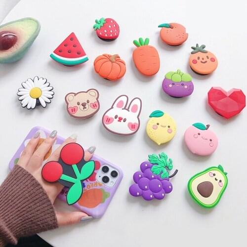 Cute Cartoon 3D fruit Universal Mobile Phone Ring Holder Airbag Gasbag fold Stand Bracket Mount For iPhone XR Samsung Huawei