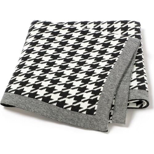Baby Blanket Fashion Houndstooth Pattern Plaid Newborn Girl Stroller Wrap Swaddle Cotton Knit Infant Boy Bedding Sofa Soft Quilt