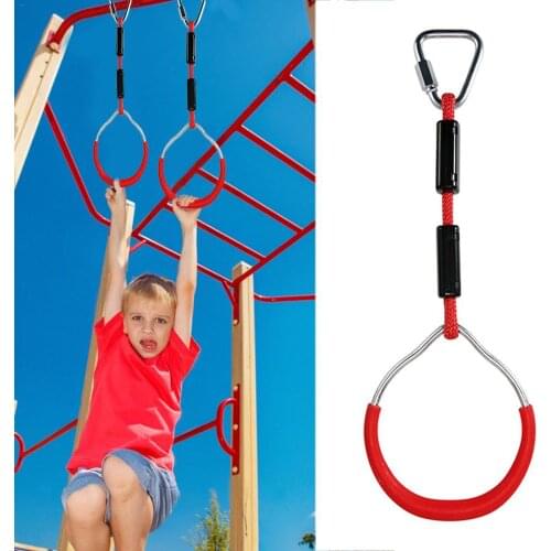 Childrens Indoor Outdoor Gym Rings Colorful Adjustable Swing Rings Durable Ninja Obstacle Course Kit