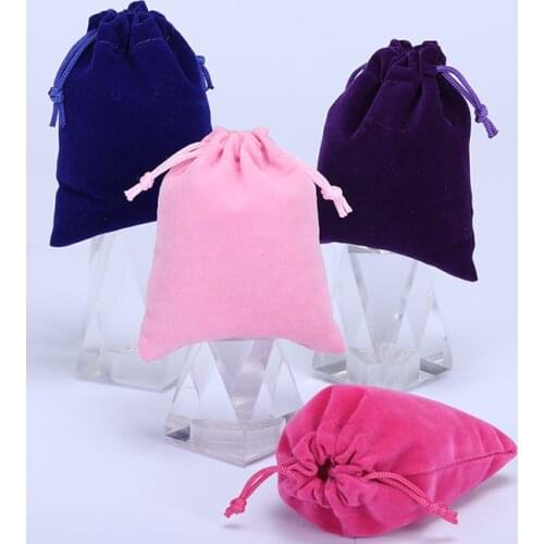 10Pcs Flannel Drawstring Gift Bags Virgin Hair Jewelry Makeup Packaging Bag Black White Red Pink Grey Brown Blue Flannel Pouch