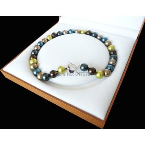 Hot Sale Colorful Natural South Sea Shell Pearl Bead Highlight AAA Round Bead 12MM-16mm Necklaces Love Clasp For Woman Gift