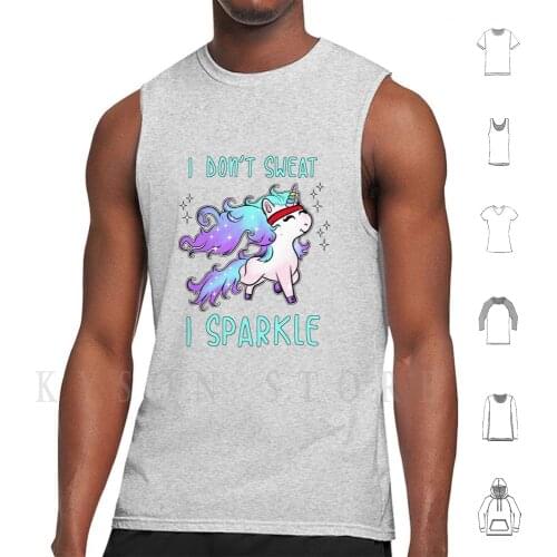 I Don't Sweat I Sparkle Unicorn Gym Workout Tank Tops Vest Sleeveless Unicorn Gym Workout Sweatband Sparkle Yoga Running