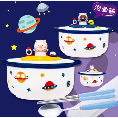 Instant Noodle Bowl Ceramic Lunch Box with Lid Instant Noodle Cup for Student Dormitory Cup Tableware Tableware Set Big Bowl