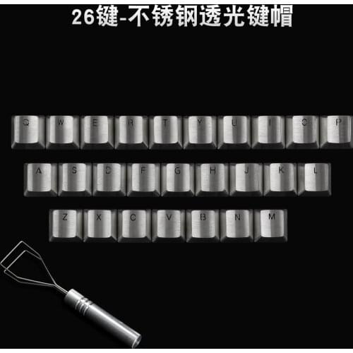 Stainless Steel Keycap for mechanical keyboard Backlit metal keycap backlight translucent alphabet keycaps