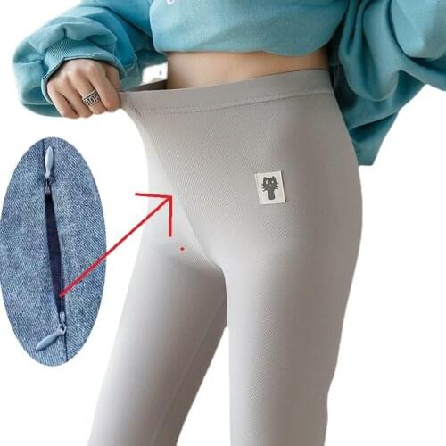 Outdoor Sex Pants Women Spring Summer High Waist Zippers Open Croch Sexy Crotchless Leggings Tights Plus Size Trousers Clothing