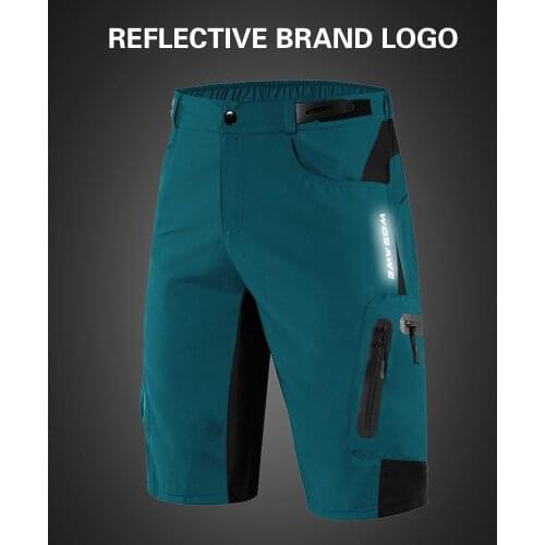 Lixada New Men Padded Baggy Cycling Shorts Reflective MTB Mountain Bike Bicycle Riding Trousers Water Resistant Loose Fit Shorts