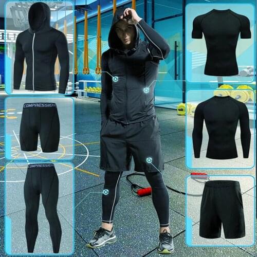 Mens Sportswear Compression Suits Training Clothing Set for Male Fitness Jogging Sport Running Workout Gym Tights DryFit 4XL5XL