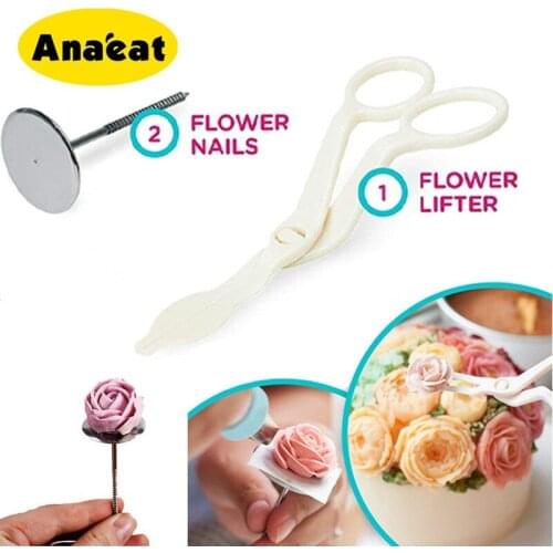 ANAEAT 2 pieces of cake nail set icing shape rose flower cake scissors cream transfer baking pastry tool
