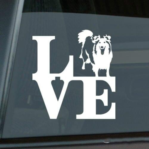 Love Sheltie Sticker Die Cut Vinyl - park shetland sheepdog window decal Size(inch): 5.50 x 5.91
