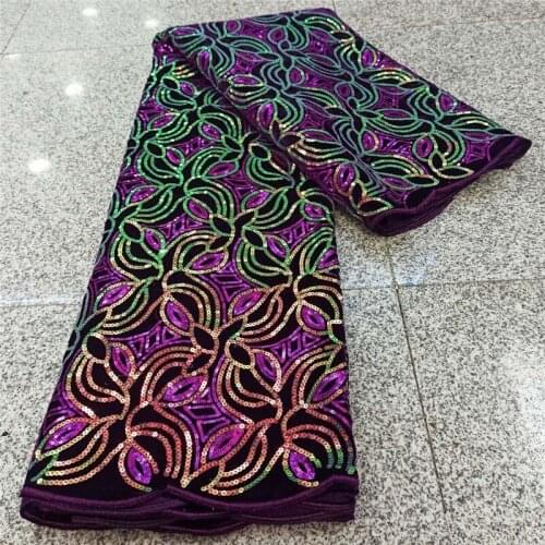 Nigerian Velvet Lace Fabric 2021 green High Quality African Embroidered Lace Fabric For Wedding Dress French Tulle Lace fuchsia