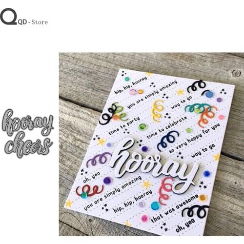 2021 New Hooray Cheers Letter Model Cutting Dies Stamps Dies Scrapbooking Mold Cut Handmade Tools DIY Craft Decoration Metal Die