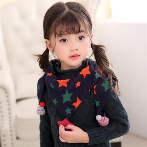 Autumn Winter Baby Girls Cartoon Triangle Scarves Boys Girls Shawl Children Cotton Neck Collars Warm Kids Neckerchief Cute Bib