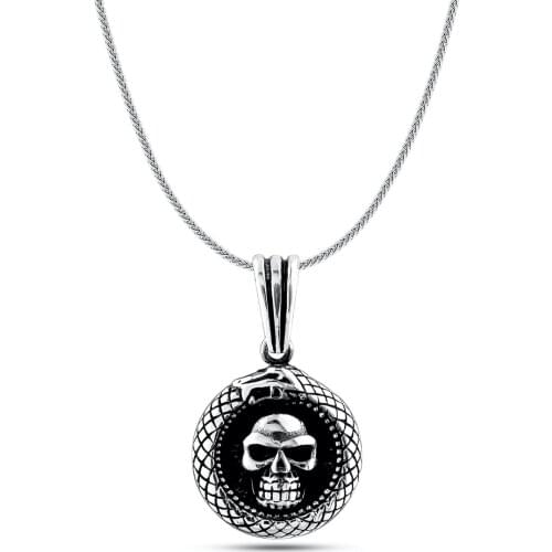 Silver Skull Pendant with Helmet Motif For Men and Women Necklace Solid 925 Sterling Silver Men For Gifts Women For Gifts