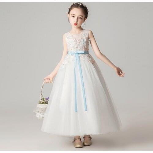 Flower girl Princess wedding party dinner party Lace Embroidery Dress Girl Birthday Party Eucharist formal ball new year dress