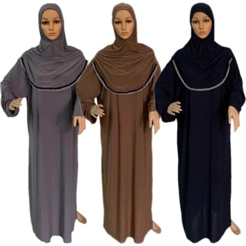 Ramadan Muslim Womens Hijabs Dress Islamic Traditions Clothing Solid Color Jilbab Abaya Loose Robe Kaftan Eid Prayer Clothes