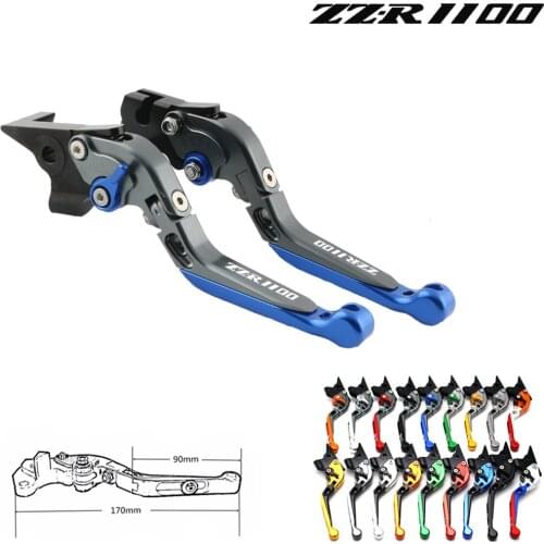 For Kawasaki ZZR1100 Logo (ZZR1100) ZZR 1100 1990-1992 CNC adjustable folding type expandable motorcycle brake clutch lever