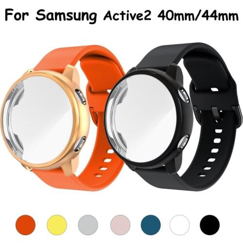 2in1 Strap+Case for Samsung Galaxy Watch Active 2 44mm 40mm Full Cover Silicone Smart Watchband Bracelet TPU Bumper Combination
