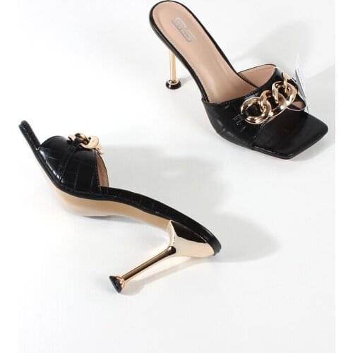 Womens sandals 2021 summer new metal decoration super high heel sandals stiletto comfortable and sexy women slippers 10CM