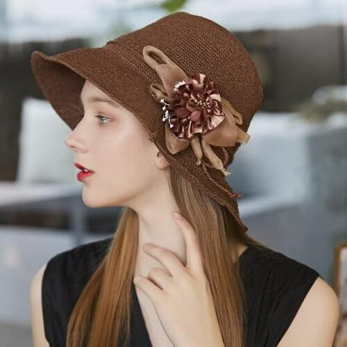 Straw Visor Hat Girl Summer Sun Protection Simple Flower Basin Hats Women Shopping Trip Crochet Sun Shade Beautiful Caps H6573