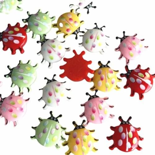 New 20pcs/Pack mix resin Cute Colorful beetle Flat back rhinestone appliques DIY Wedding scrapbook craft 20*21mm