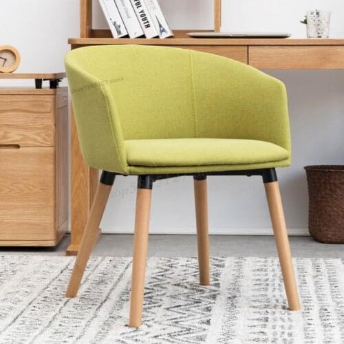 Solid Wood Chair Fabric Fashion Sofa Chair Nordic Creative Leisure Chair Modern Minimalist Restaurant Dining Chair