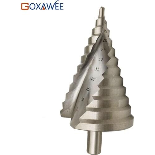 GOXAWEE Step Cone Drill Bits Hole Cutter Bit Set 6-60 mm Fluted Edges HSS Step Drill Bit Reamer Triangle Shank Wood Metal