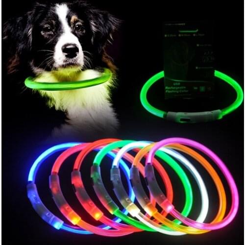 LED USB Chargeable Dog Collar Luminous Dog Collar Night Dog Collars Glowing Accessories For Large Small Safety Pet Supplies