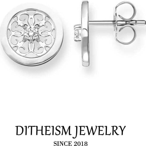 Cane Ornament Stud Earr, 2018 New Zirconia Rhinestone Trendy Fashion Jewelry 925 Sterling Silver Trendy Gift For Women Lover