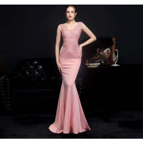 Evening Gowns for Women V-Neck Beading Evening Dresses Long Appliques Mermaid Evening Dress