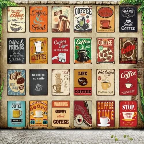 [ WellCraft ] Coffee Shop MenuSmell Coffee Metal Sign Posters art Vintage Mural Painting Custom Decor WW7