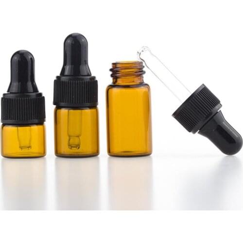 Amber 1ml 2ml 3ml Mini Glass Dropper Bottle Empty Essential Oil Display Liquid Sample Container Vial LX8838