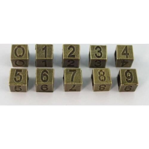 100PCS Antiqued Bronze Number Bead Charms W/big Hole #22901