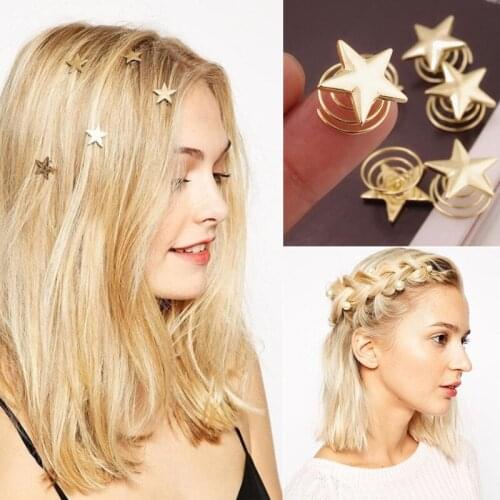2/6/10 pcs Wedding Small Mini Metal Gold Star Pearl Hair Pins Women Girl Swirl Hair Pins Spiral Spin Screw Bridal Hair Pin Clip