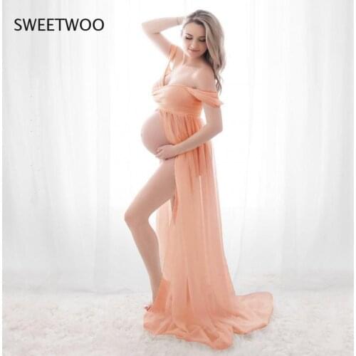 2021 White Sexy Maternity Dresses for Photo Shoot Photography Props Women Pregnancy Dress Lace Long Strapless Maxi Dress