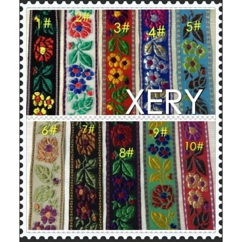 3.2cm nation style single face rose jacquard ribbon,10 colors to choose,XERY768L guitar strap ribbon