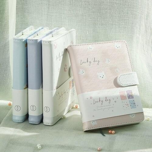 Hardcover Diary Planner Notebook for Student Kawaii PU Leather Grid Paper Magnetic Buckle Agenda Journals Notebooks Stationery