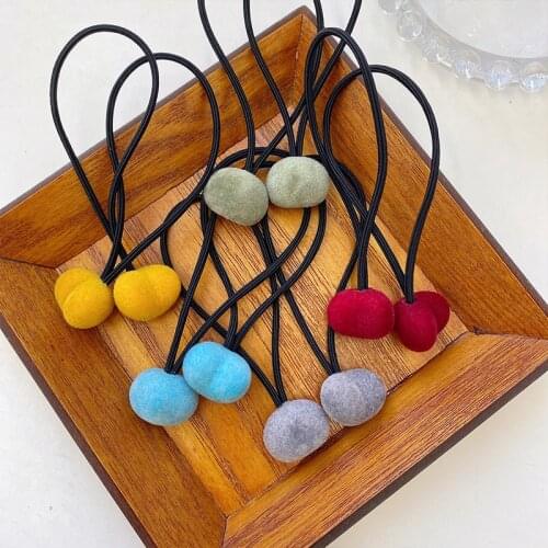 Children Cute Colors Velvet Heart Scrunchies Rubber Bands Girls Lovely Sweet Elastic Hair Bands Kids Fashion Hair Accessories