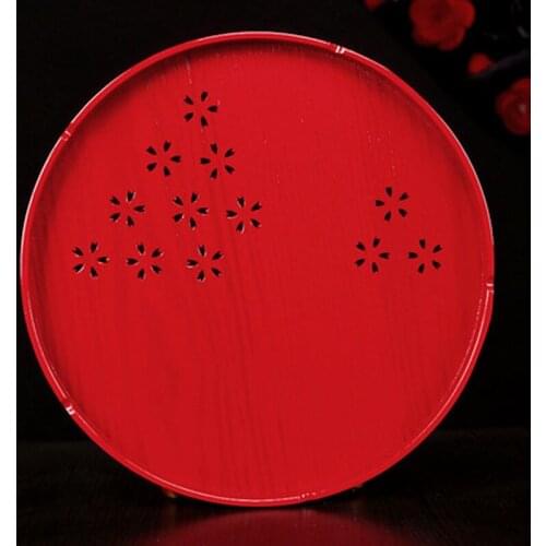 Home Dish restaurante Chinese Tea Tray Round Rectangle Wooden Tea Cup Tray Wedding Red Plate for Home
