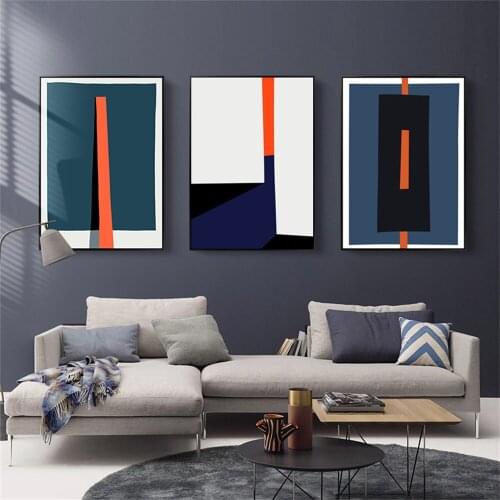 Canvas Painting Wall Art Posters Orange Geometric Abstract Wall Painting Wall Picture for Living Room Decoration No Frame