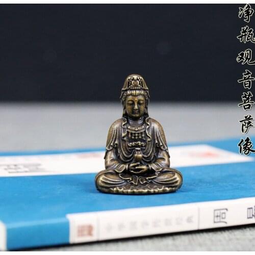 GOOD Buddhist Amulet Greco-Buddhist pocket travel talisman GOOD LUCK Safety Avalokitesvara Guanyin Temple Buddha brass statue A2