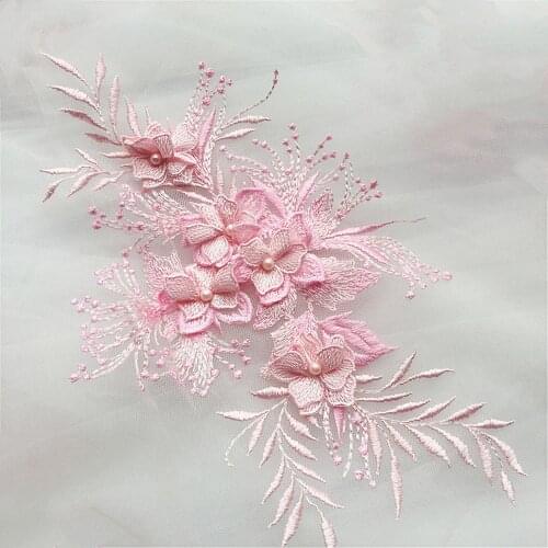 Maxsin 1 Pcs High Quality 3D Lace Embroidery Colorful Flower Wedding Dress Veil And Headdress Clothes Accessories Patch DIY
