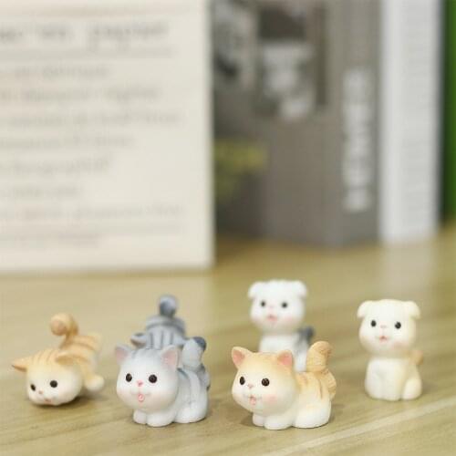 Mini Naughty Pet Cat Statue Figurine Crafts Micro Garden Ornament Miniatures Home Decoration Resin DIY Supplies
