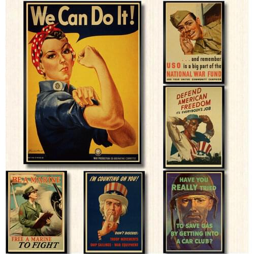 We can do it!World War II Vintage style poster classic Kraft paper vintage poster/inspirational/nostalgia kraft paper bar decor