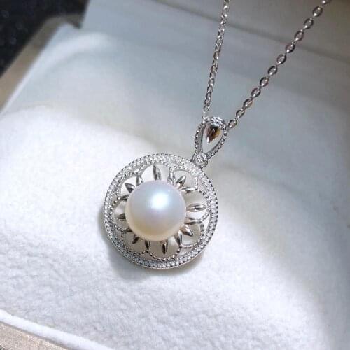 Charm Style 925 Sterling Silver Pendant Base Settings Mountings Findings Parts for Pearl Crystal Jade Agate 5pcs/lot