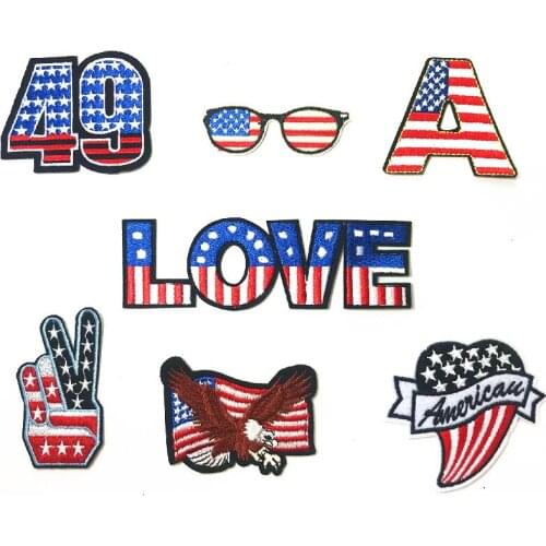 Eagle yeah sign Glasses Stripes patch DIY Clothing Iron on Embroidered