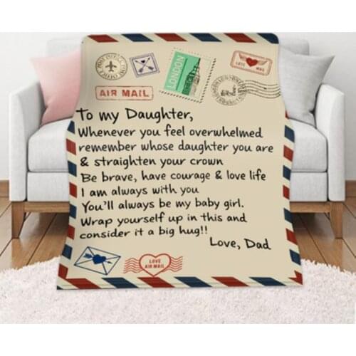 Letter Letters To My Daughter Express Love Blanket 3D Print Sherpa Blanket On Bed Home Textiles Dreamlike Gift Blanket